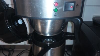 filter pan attached to the coffeemaker